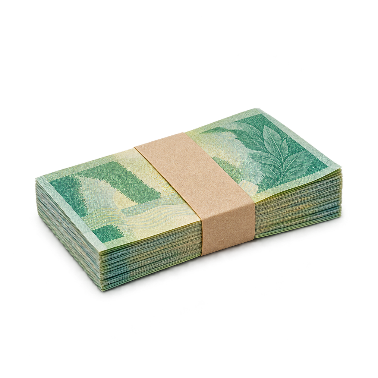 Maço ilustrativo de notas para o prêmio de R$ 100