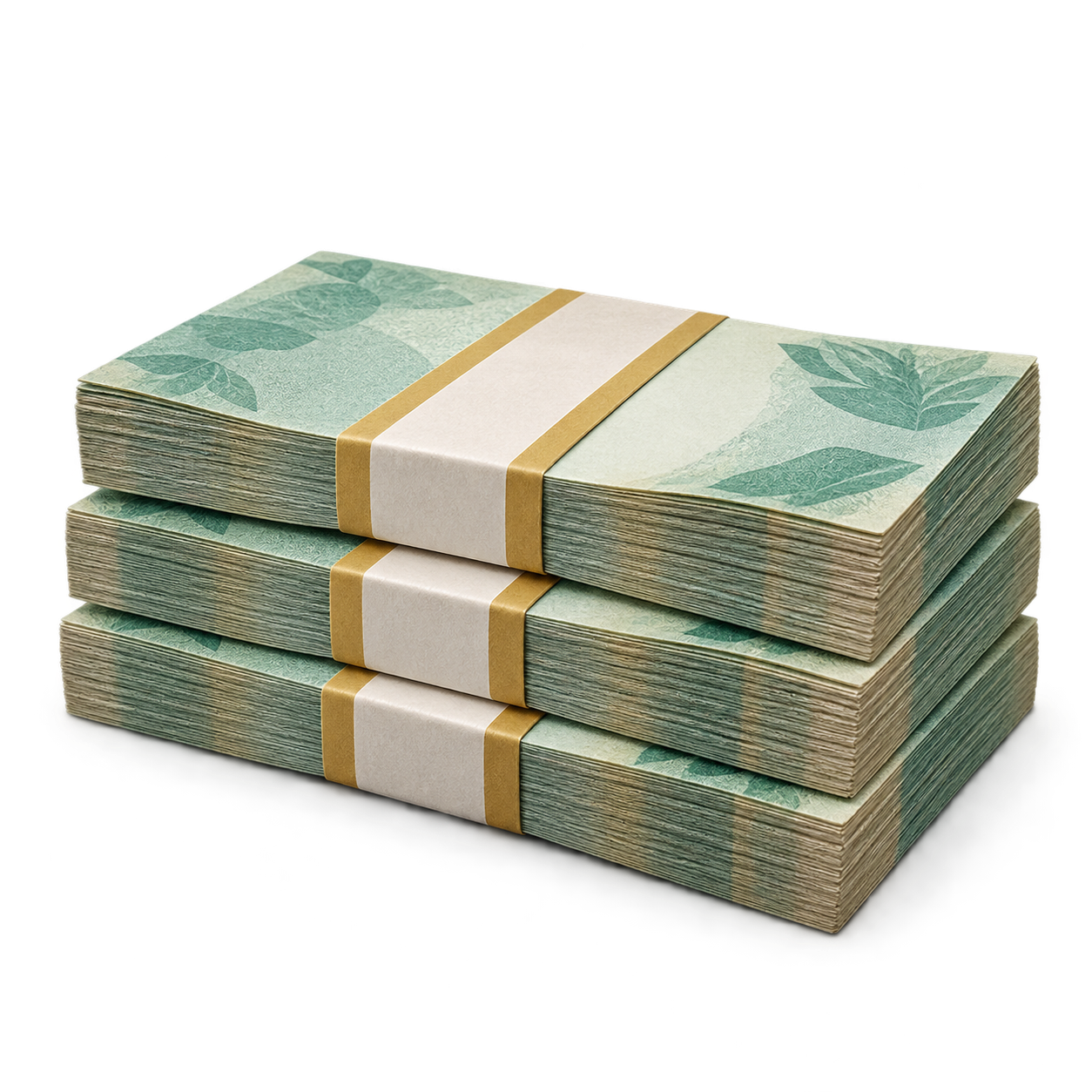 Maço ilustrativo de notas para o prêmio de R$ 300